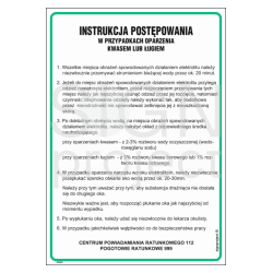 INSTRUKCJA POSTĘPOWANIA W PRZYPADKU OPARZENIA KWASEM LUB ŁUGIEM