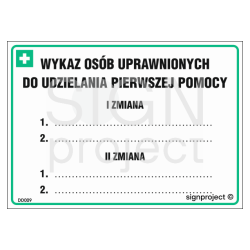 ZMIANOWY WYKAZ OSÓB UPRAWNIONYCH DO UDZIELANIA PIERWSZEJ POMOCY