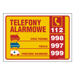 TABLICZA TELEFONÓW ALARMOWYCH