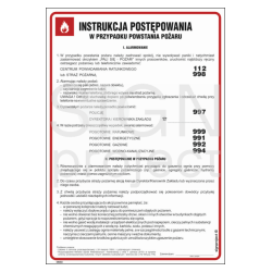 INSTRUKCJA POSTĘPOWANIA W PRZYPADKU POWSTANIA POŻARU