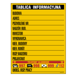 TABLICA BUDOWLANA INFORMACYJNA